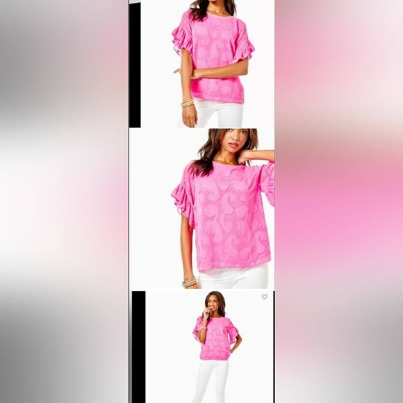 Lilly Pulitzer Darlah Top in Cockatoo Pink Size Large - Picture 2 of 6